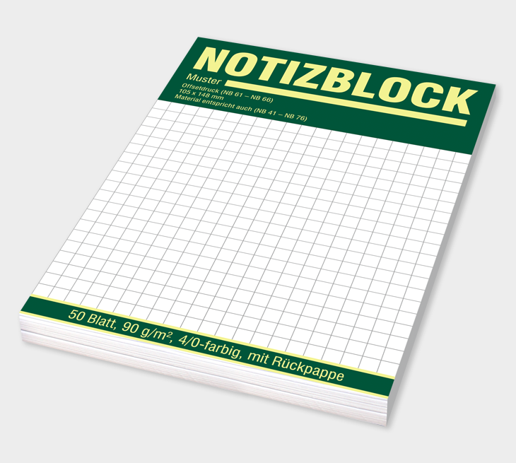 Notizblöcke DIN A4 auf 90 g/m³ Papier 4/0 farbig bedruckt