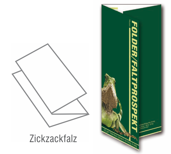 Folder Zickzack-Falz DIN A4 auf DIN lang 10 x 21 cm - 135 g/m²  Bilderdruck